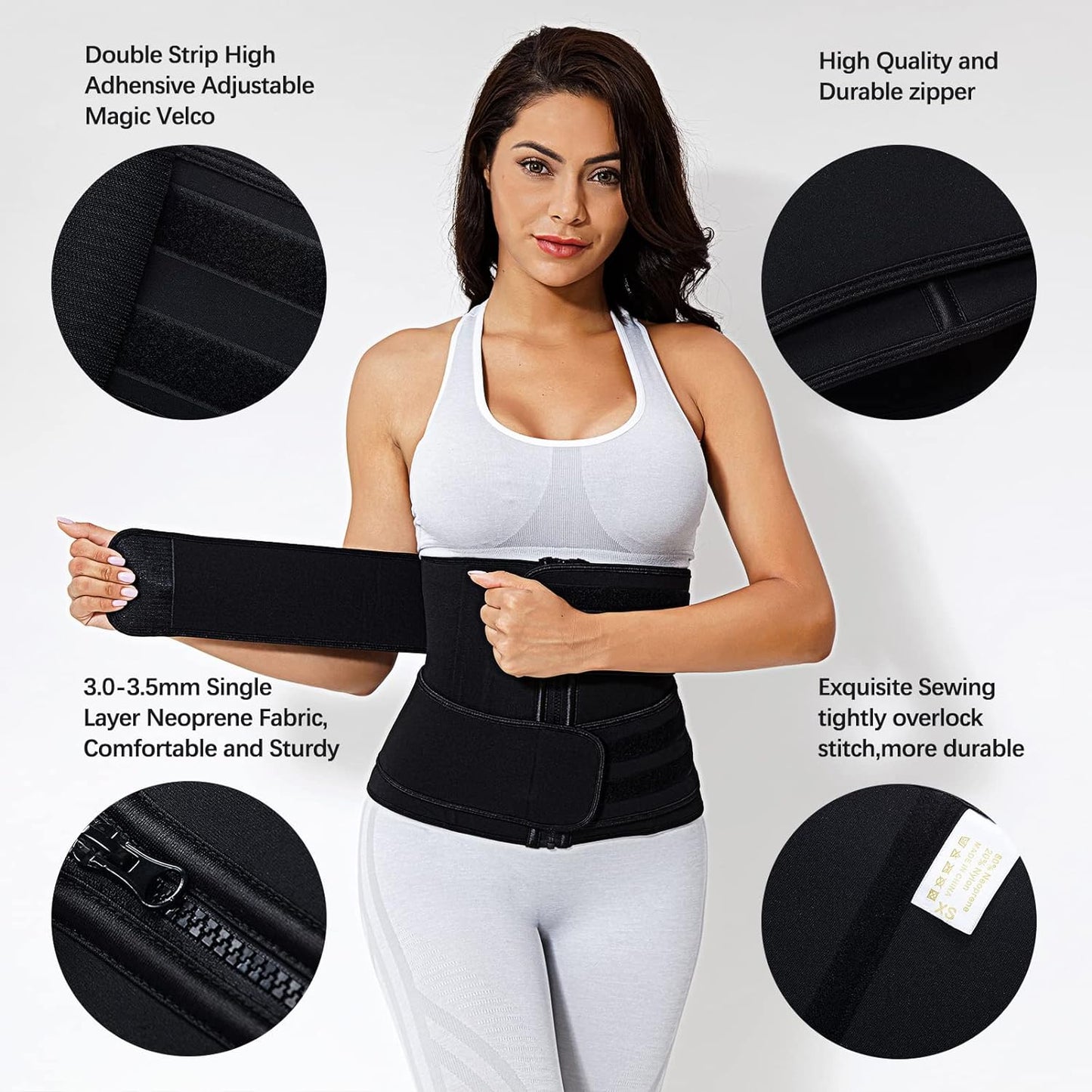 Waist Trimmer for Women, Neoprene Sauna Waist Trainer Belt Zipper Sweat Wrap Corset for Stomach Weight Loss