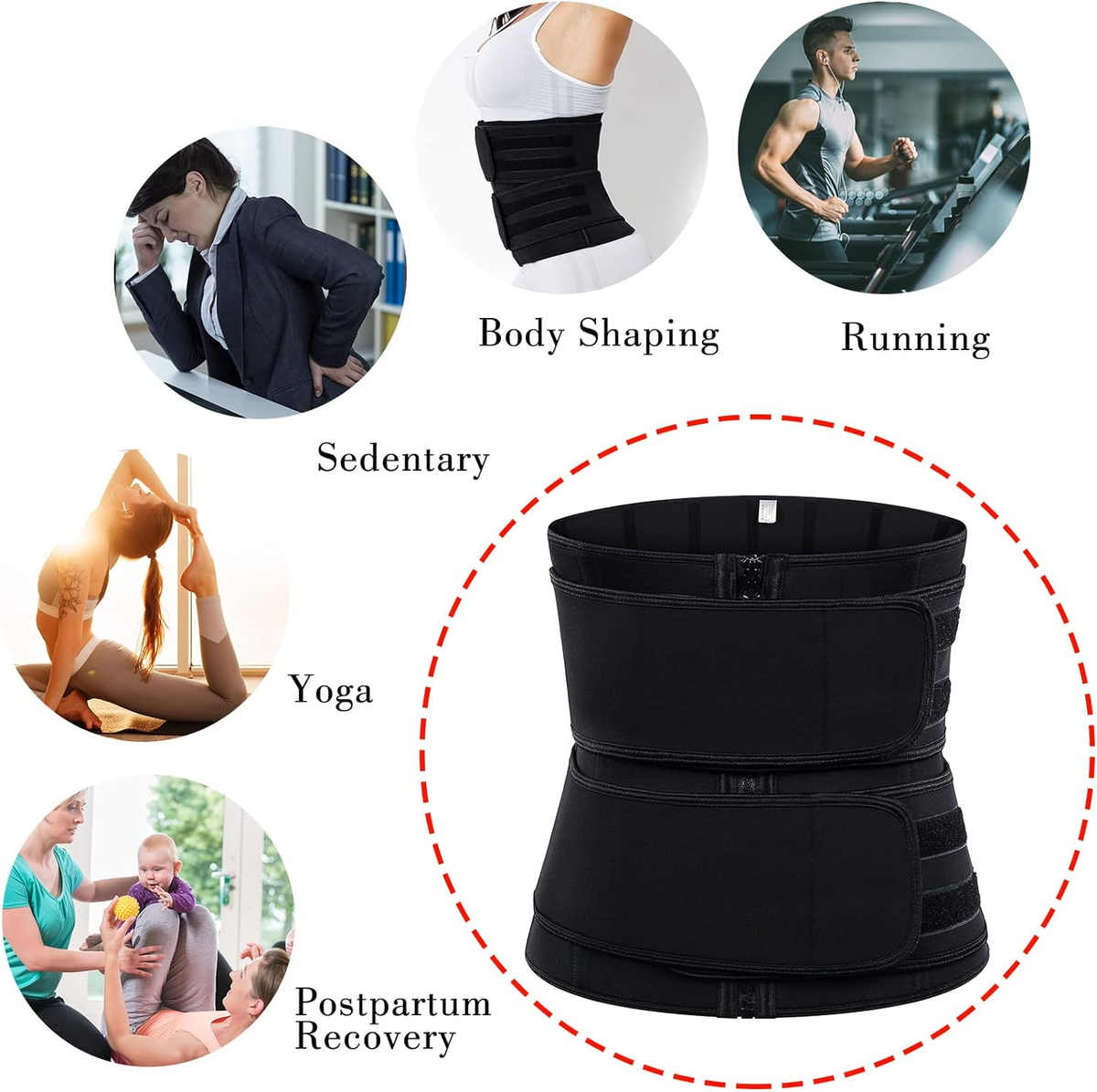 Waist Trimmer for Women, Neoprene Sauna Waist Trainer Belt Zipper Sweat Wrap Corset for Stomach Weight Loss