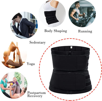 Waist Trimmer for Women, Neoprene Sauna Waist Trainer Belt Zipper Sweat Wrap Corset for Stomach Weight Loss