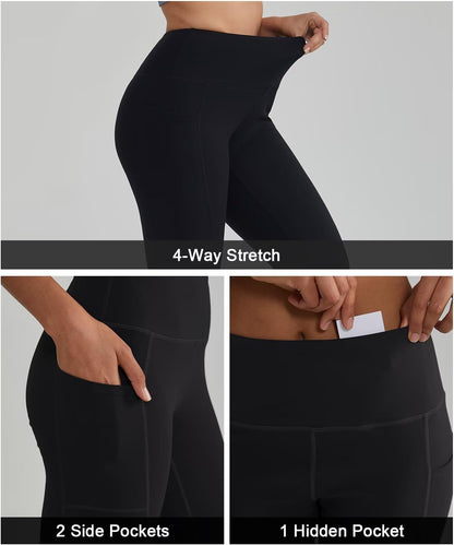 High Waisted Leggings for Women with 3 Pockets, Tummy Control Yoga Pants for Workout Yoga Casual