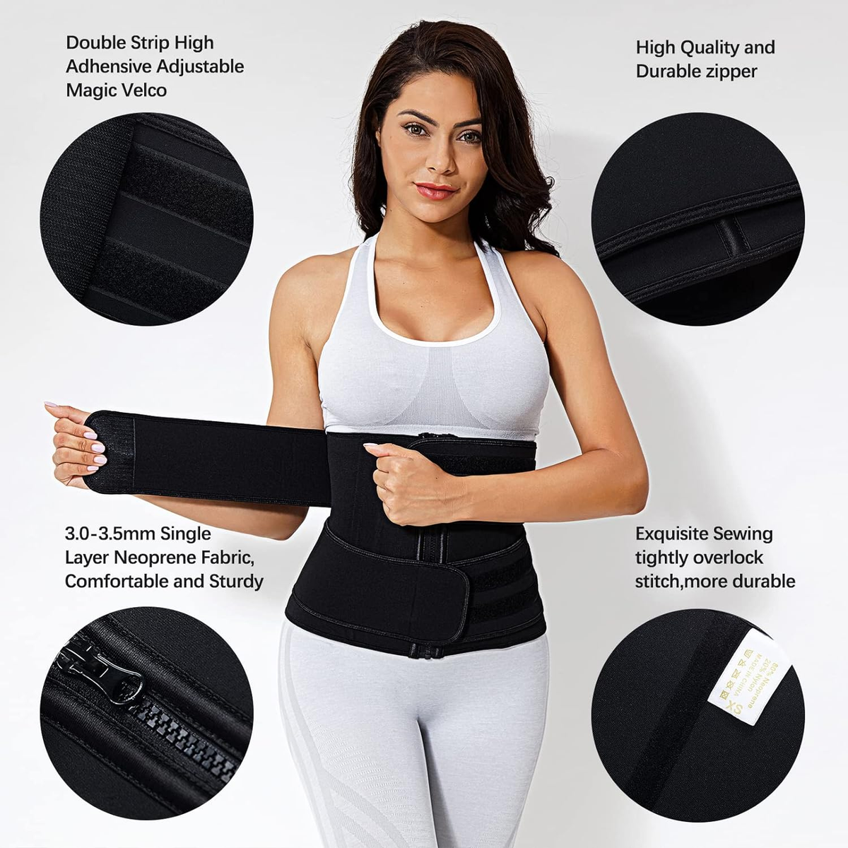 Waist Trimmer for Women, Neoprene Sauna Waist Trainer Belt Zipper Sweat Wrap Corset for Stomach Weight Loss
